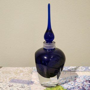 Vintage Cobalt Blue Perfume Bottle with Spindle Stopper